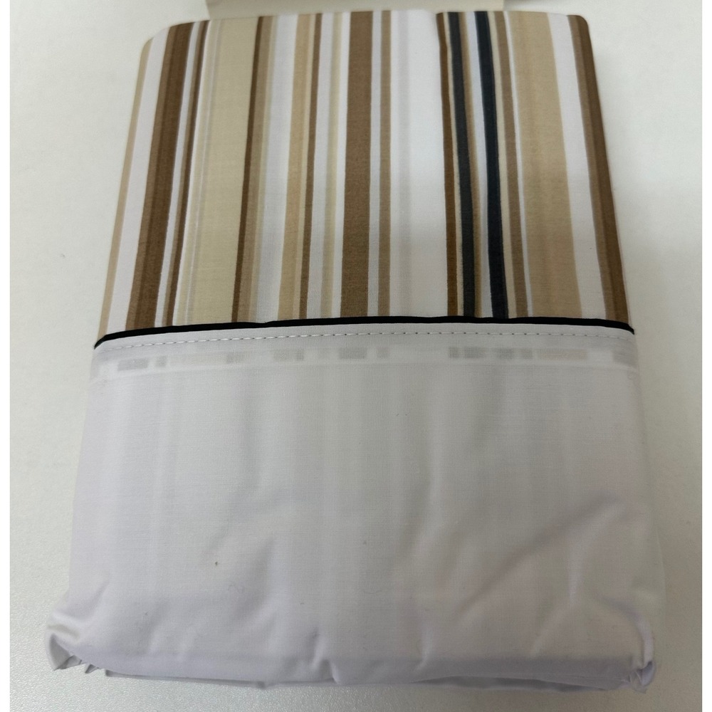 Wamsutta Pima Rich 280 Full Flat Sheet Funstripe Tan Brown Striped Cotton - Picture 6 of 6